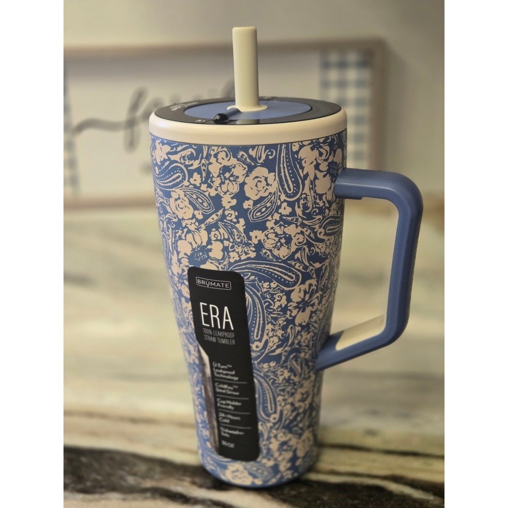 Brumate x Billabong Era 30oz Leakproof Straw Tumbler Blue Paisley Limited NIB